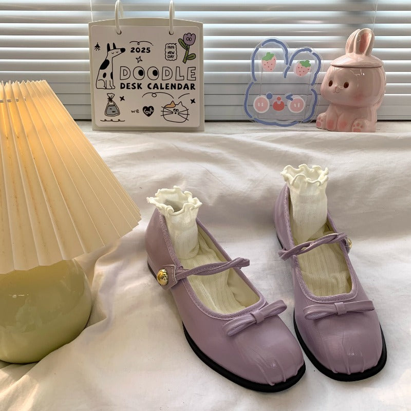 Glossy Bowknot Mary Jane Flats