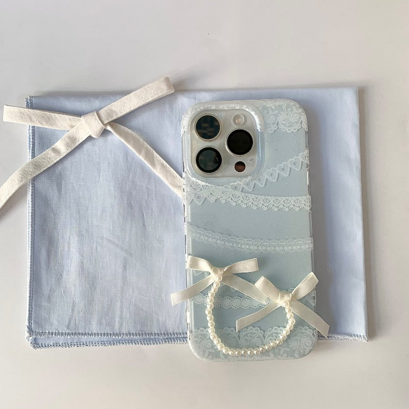 Chic Lace Elegance Light Blue Phone Case