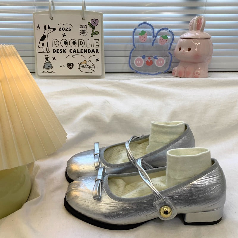 Glossy Bowknot Mary Jane Flats