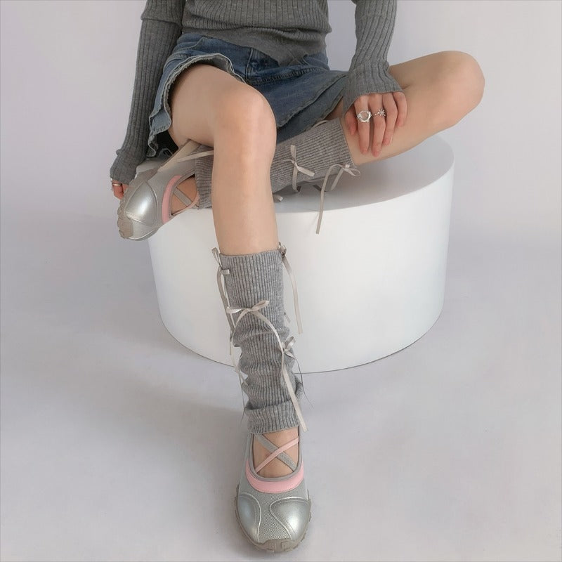 Stylish Ribbed Lace-Up Ankle Socks