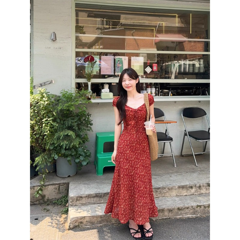 Rust Floral Tie-Front Maxi