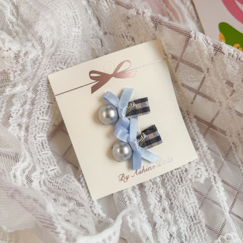Gingham Bow Hair Clip Set