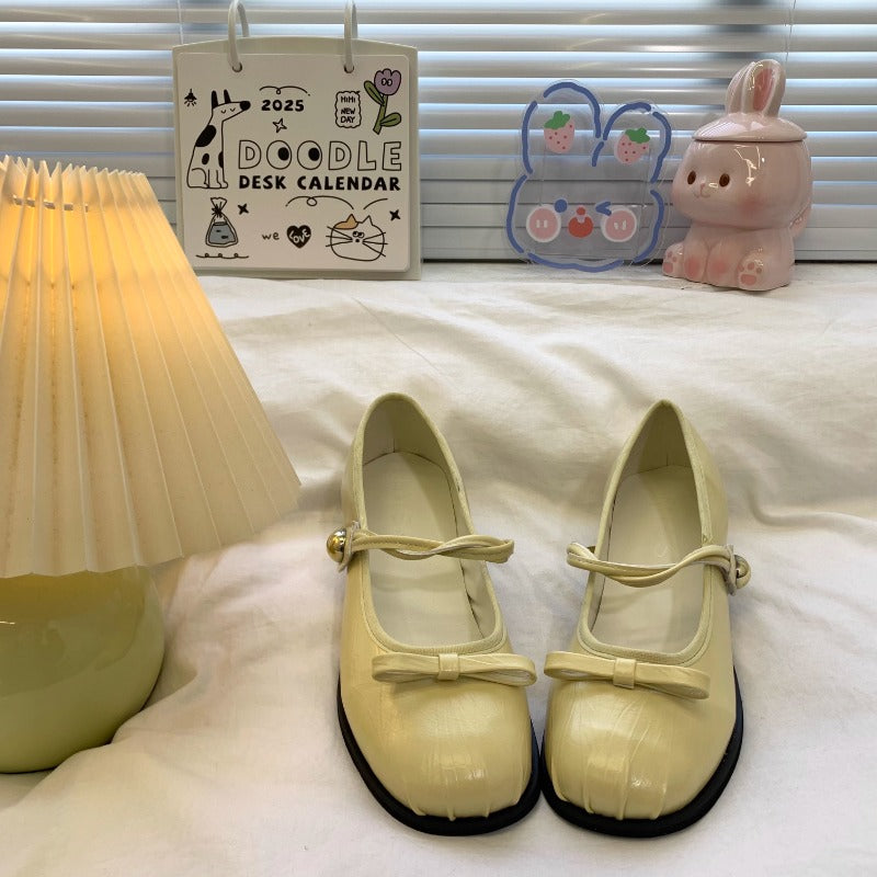 Glossy Bowknot Mary Jane Flats