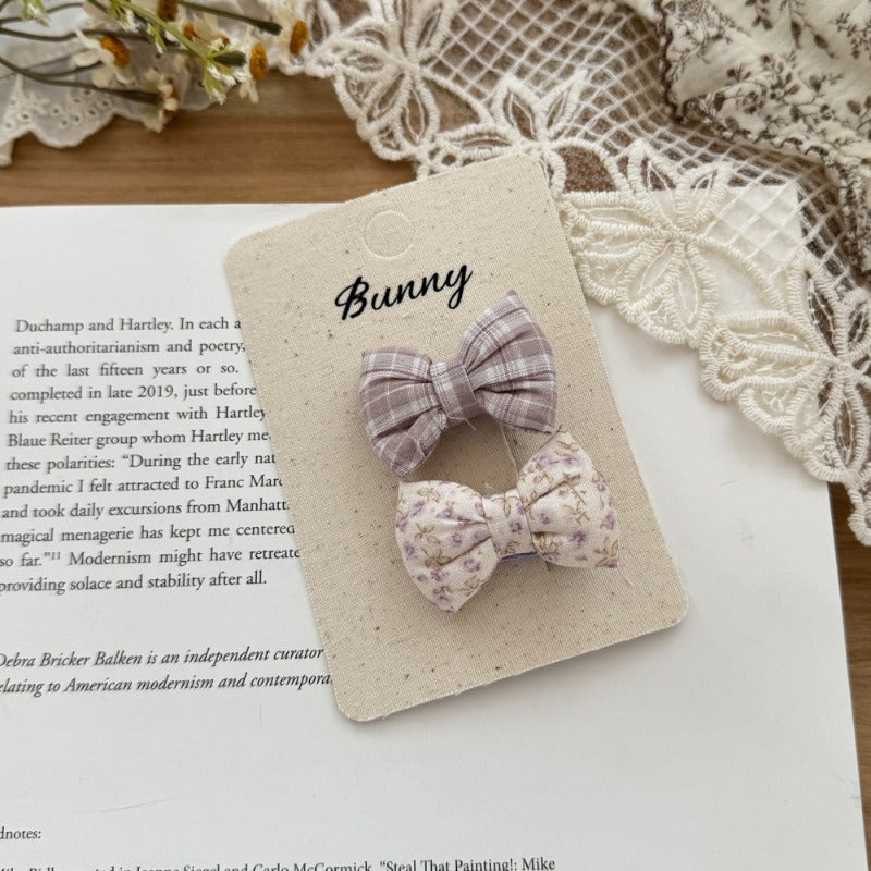 Vintage Plaid Cotton Bow Clips
