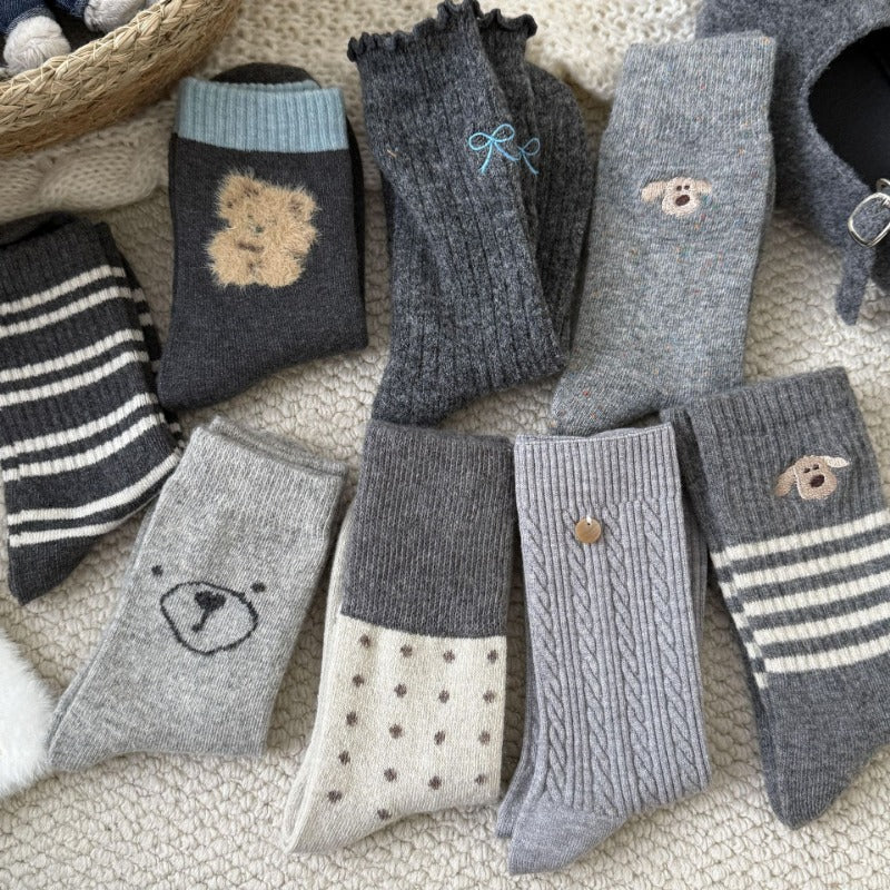 Cozy Critter Patterned Wool Socks