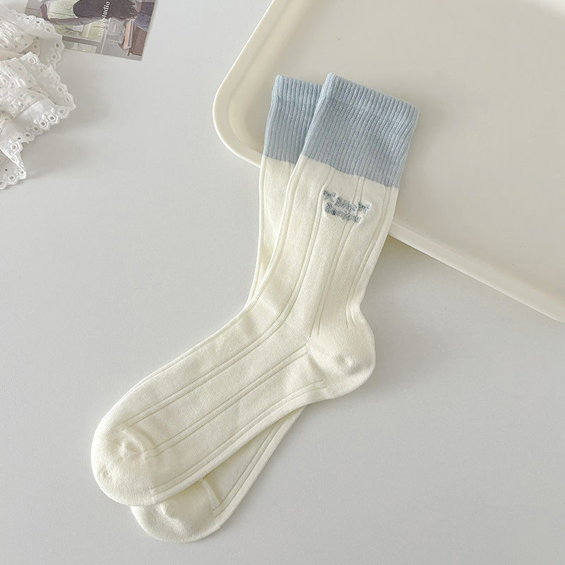 Contrast Colorblock Ribbed Socks
