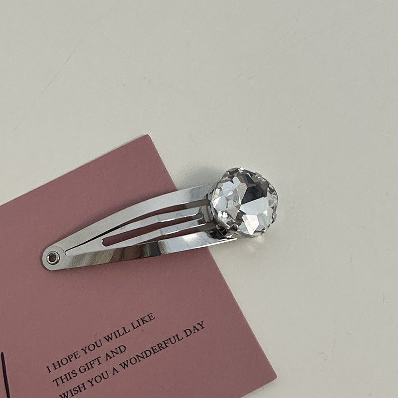 Silver Pink Crystal Hair Clips