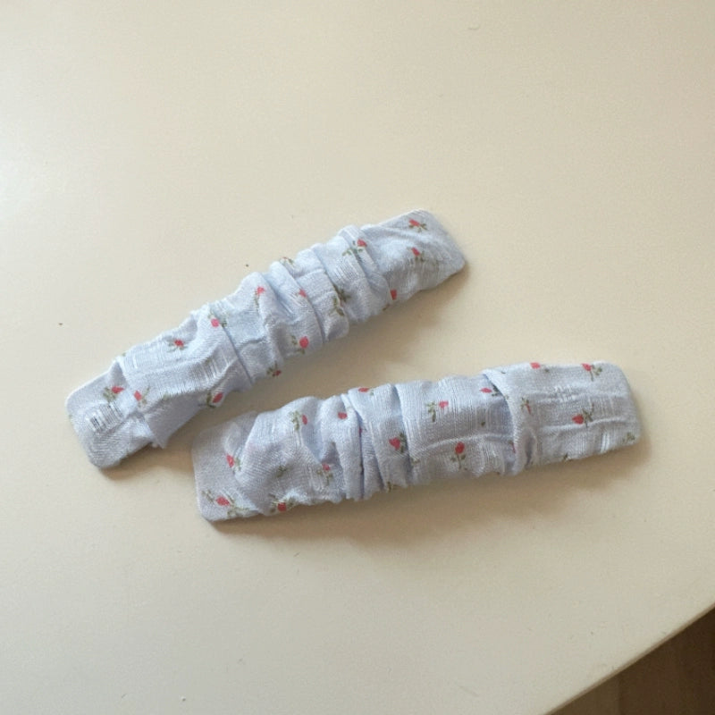 Ruched Floral Fabric Hair Clips