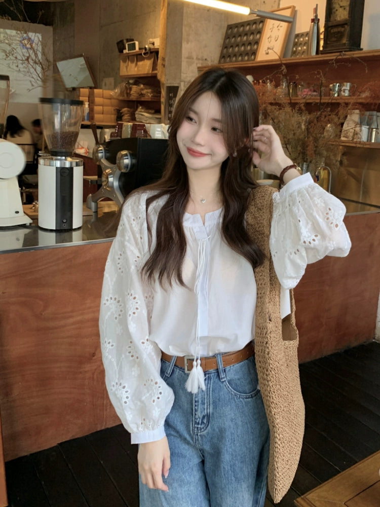 Boho Chic Lace Sleeve Blouse