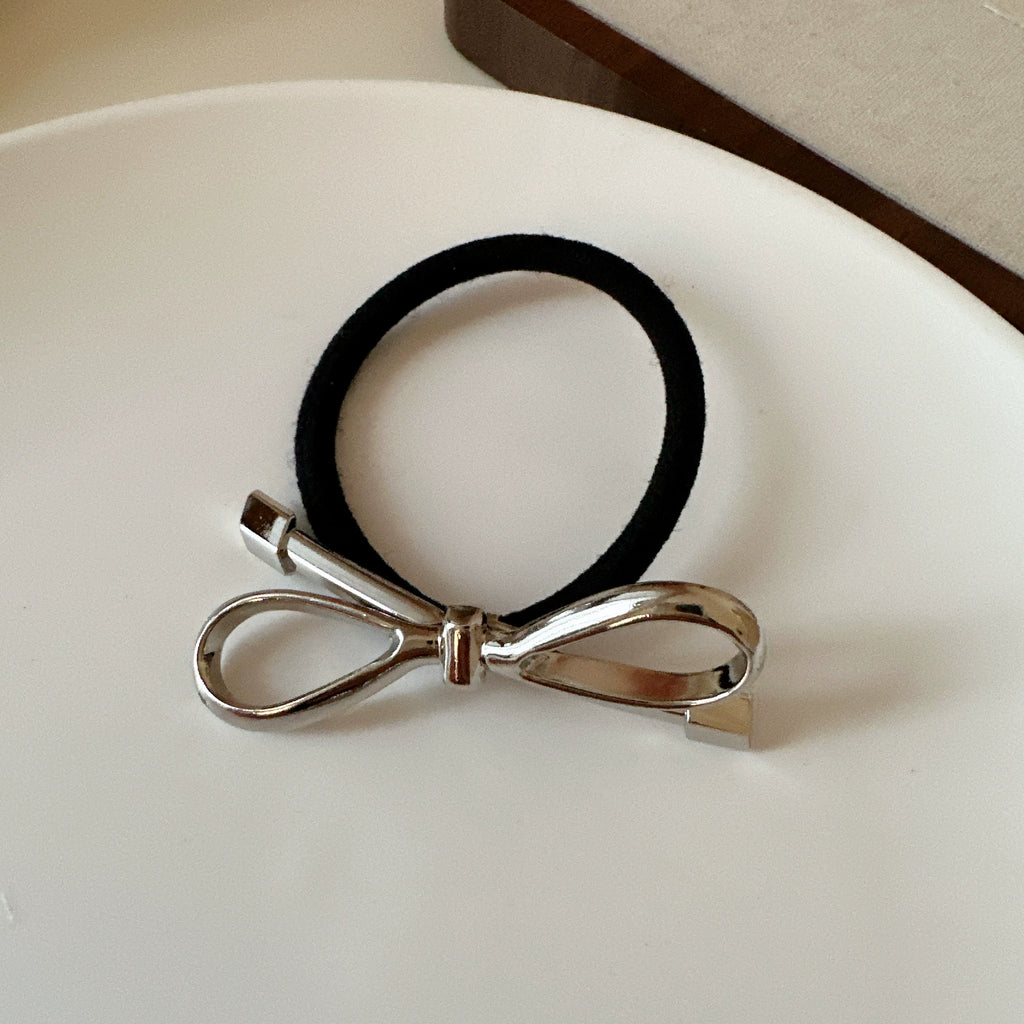 Silver Bow Hair Clips