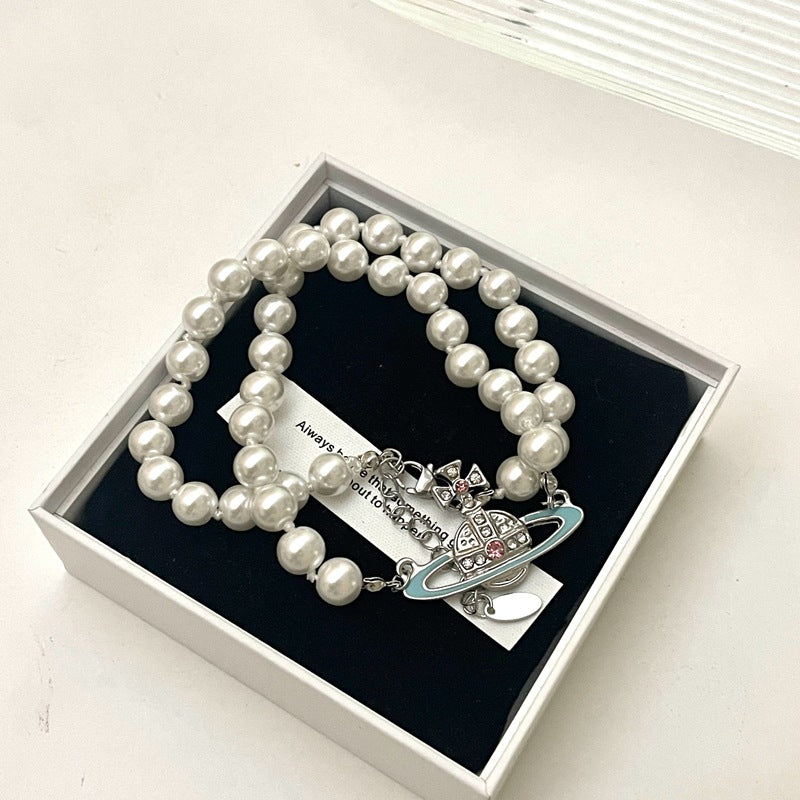 Huge Rhinestone Planet Necklace