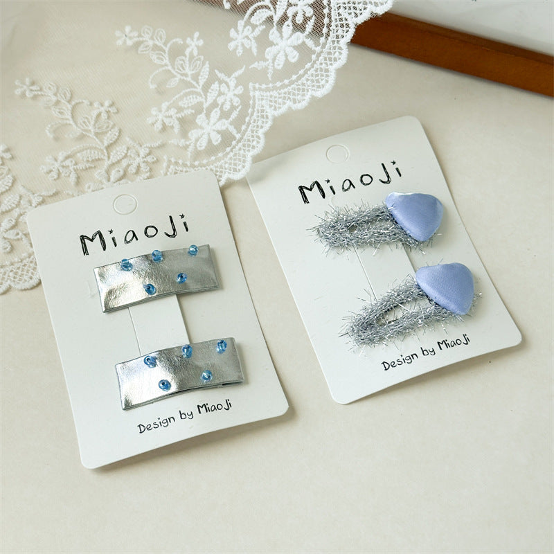 Silver Glitter Bow Clips