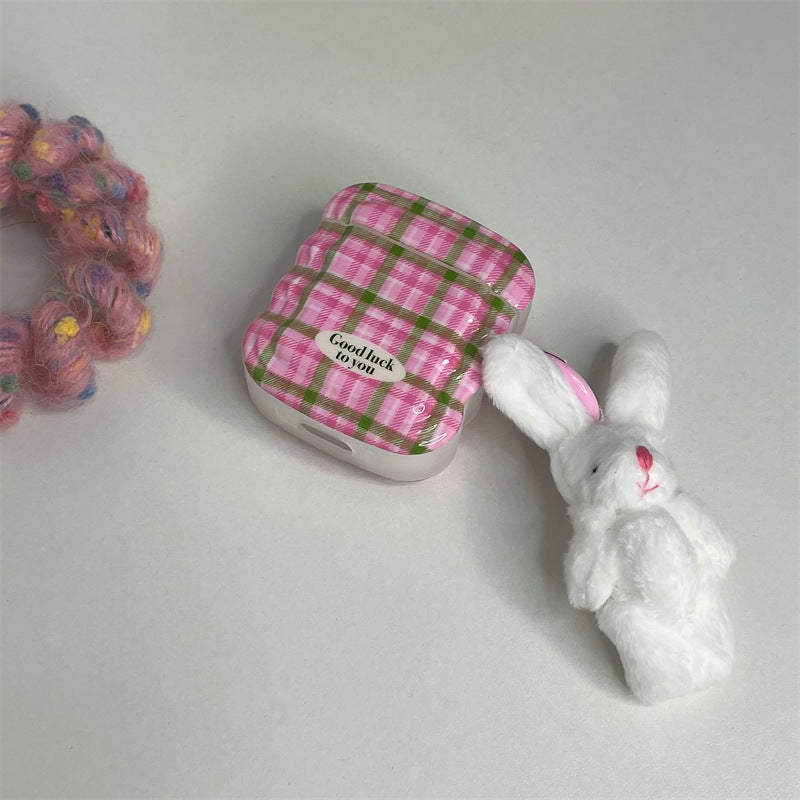 Good Luck to you Bunny Plaid Airpods Case