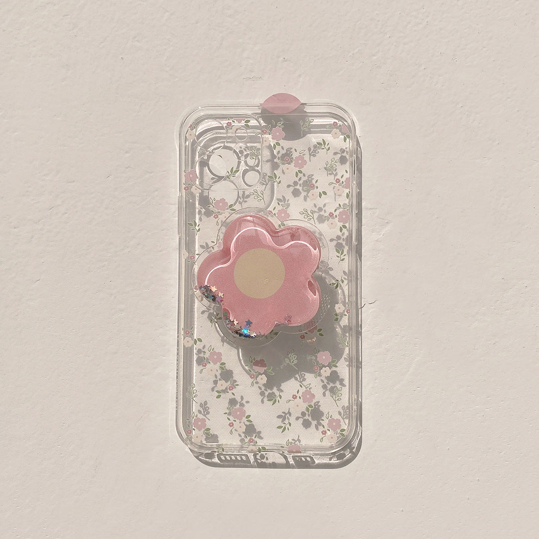 Transparent Pink Flower Case