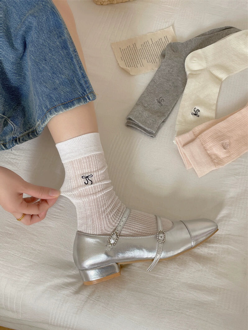 Mesh Bow Socks
