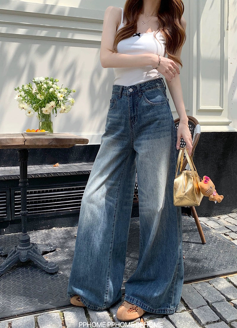 Chic Flared Waistline Blue Jeans