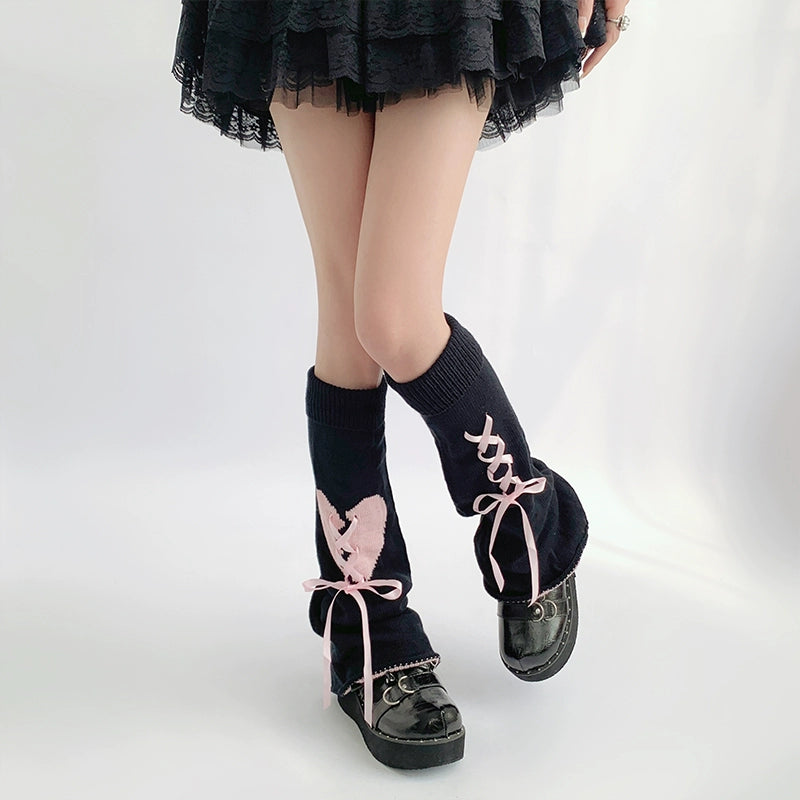 Lace-Up Ribbon Slouchy Leg Warmers