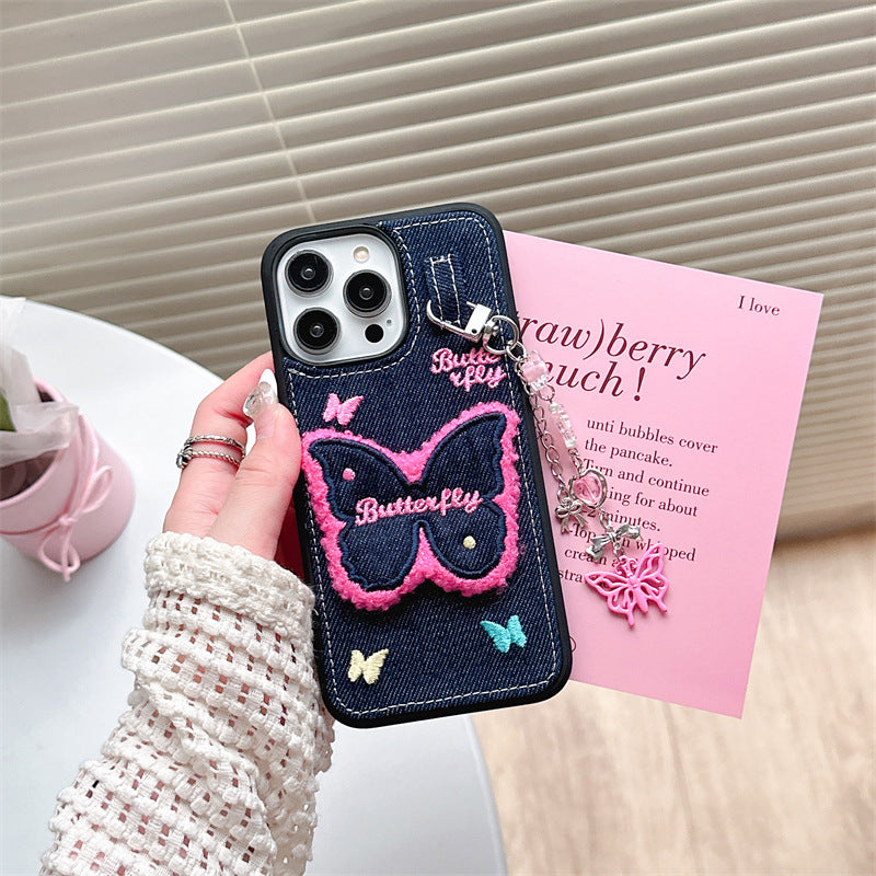 Butterfly Patch Denim Case