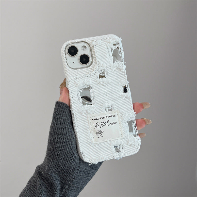 White Ripped Mirror Denim Case