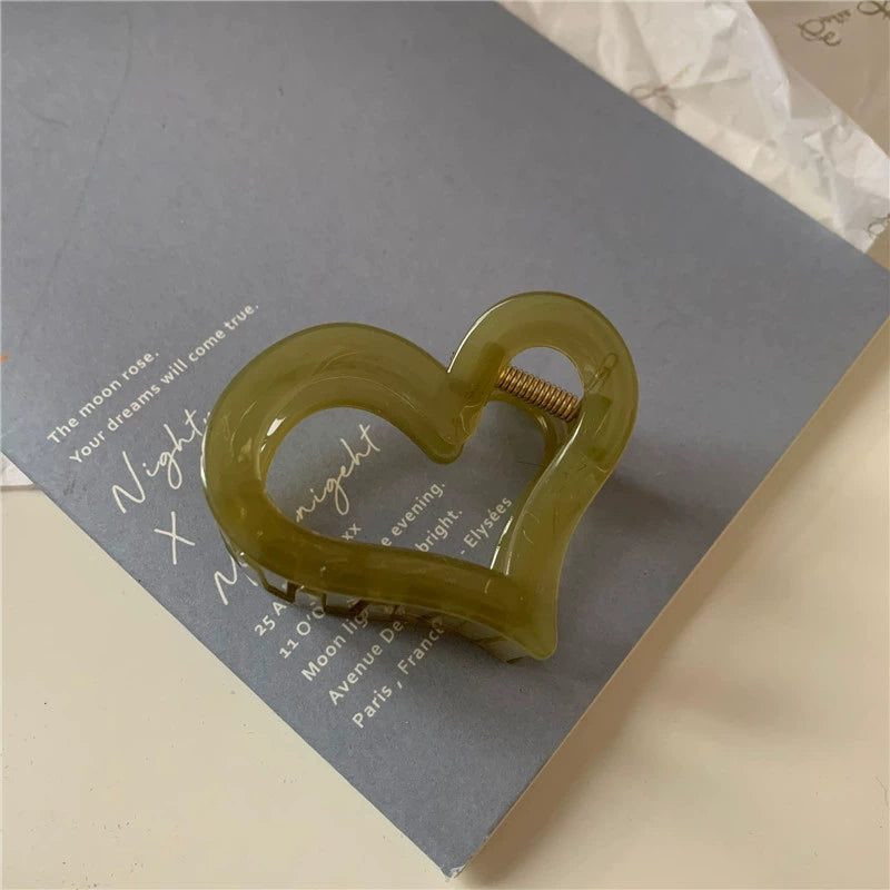 Translucent Heart Claw Clips