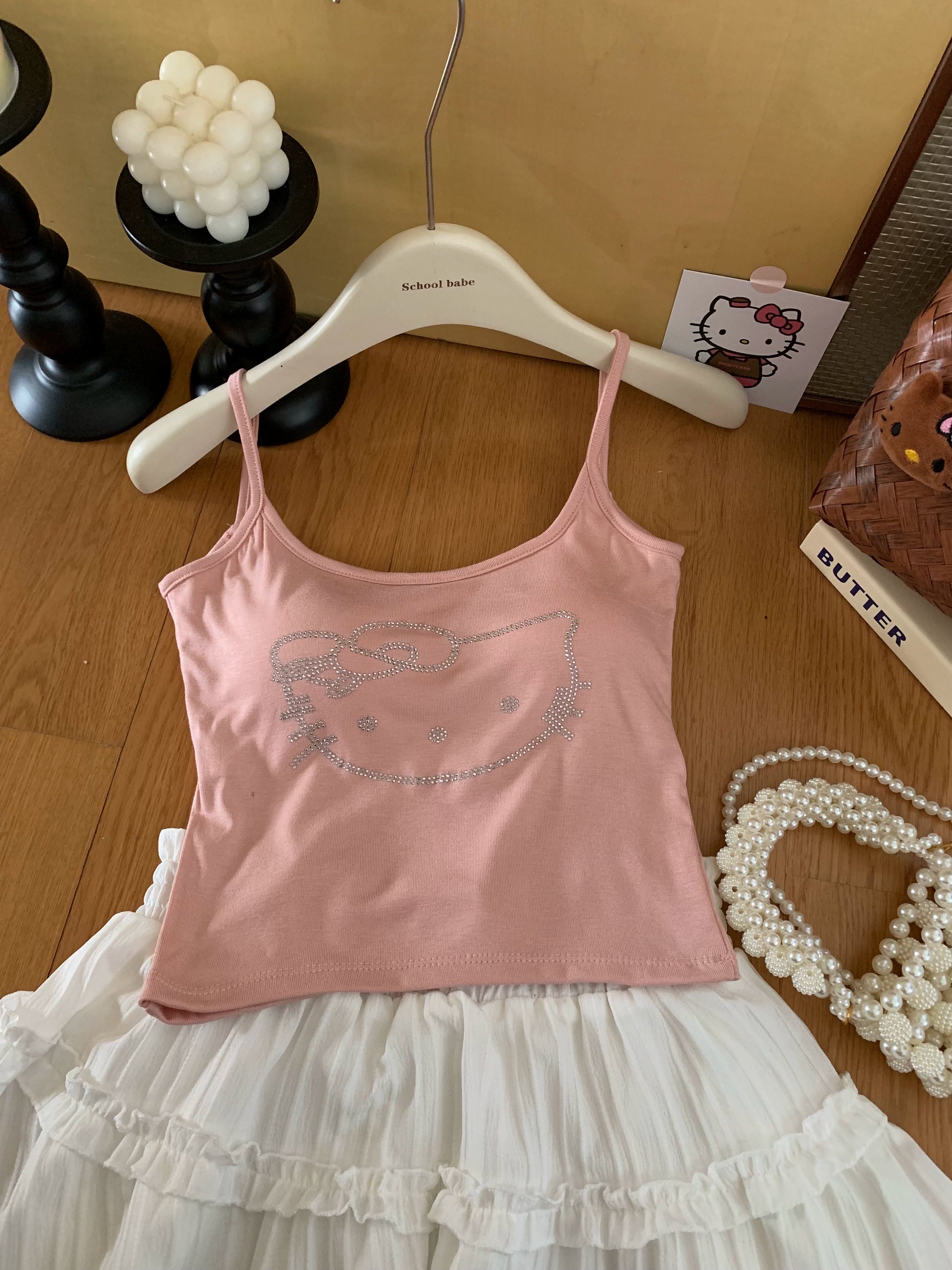 Rhinestone Kitty Cami
