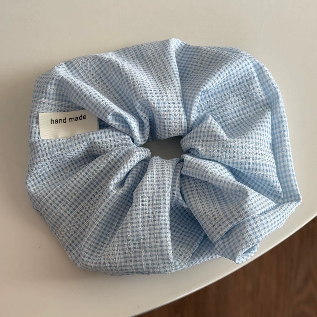 Blue Plaid Scrunchie Set