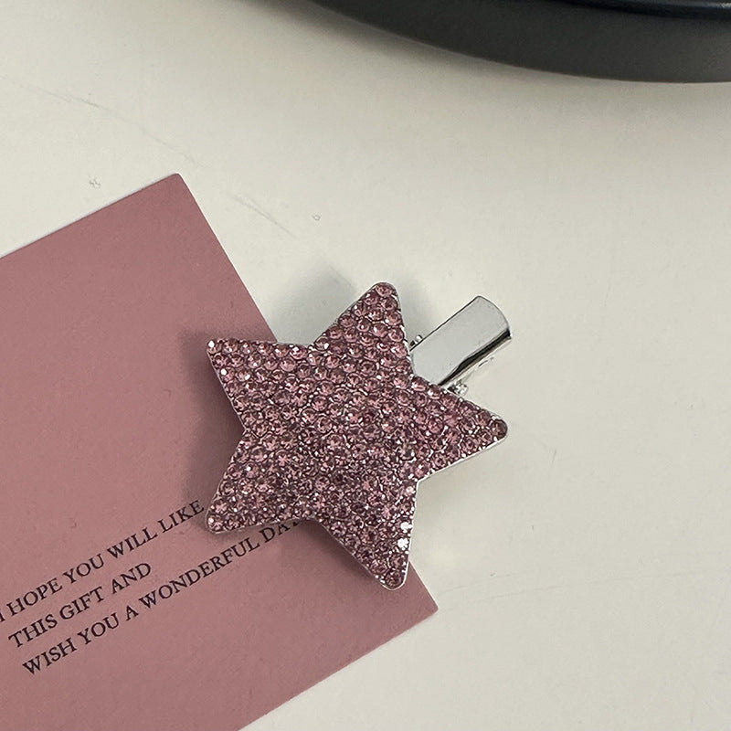 Silver Pink Crystal Hair Clips