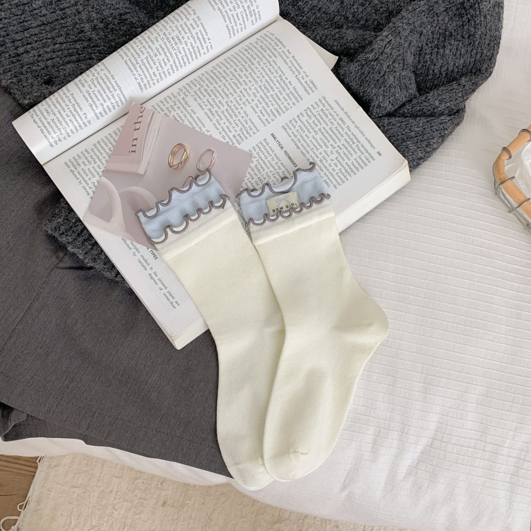 Embroidered Heart Stripe Socks