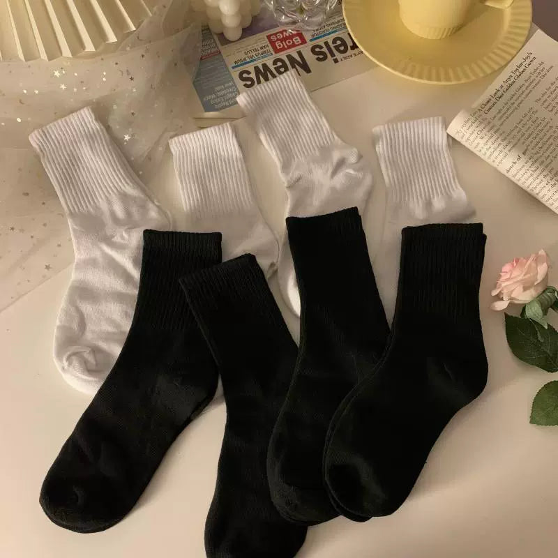 Black White Plain Socks