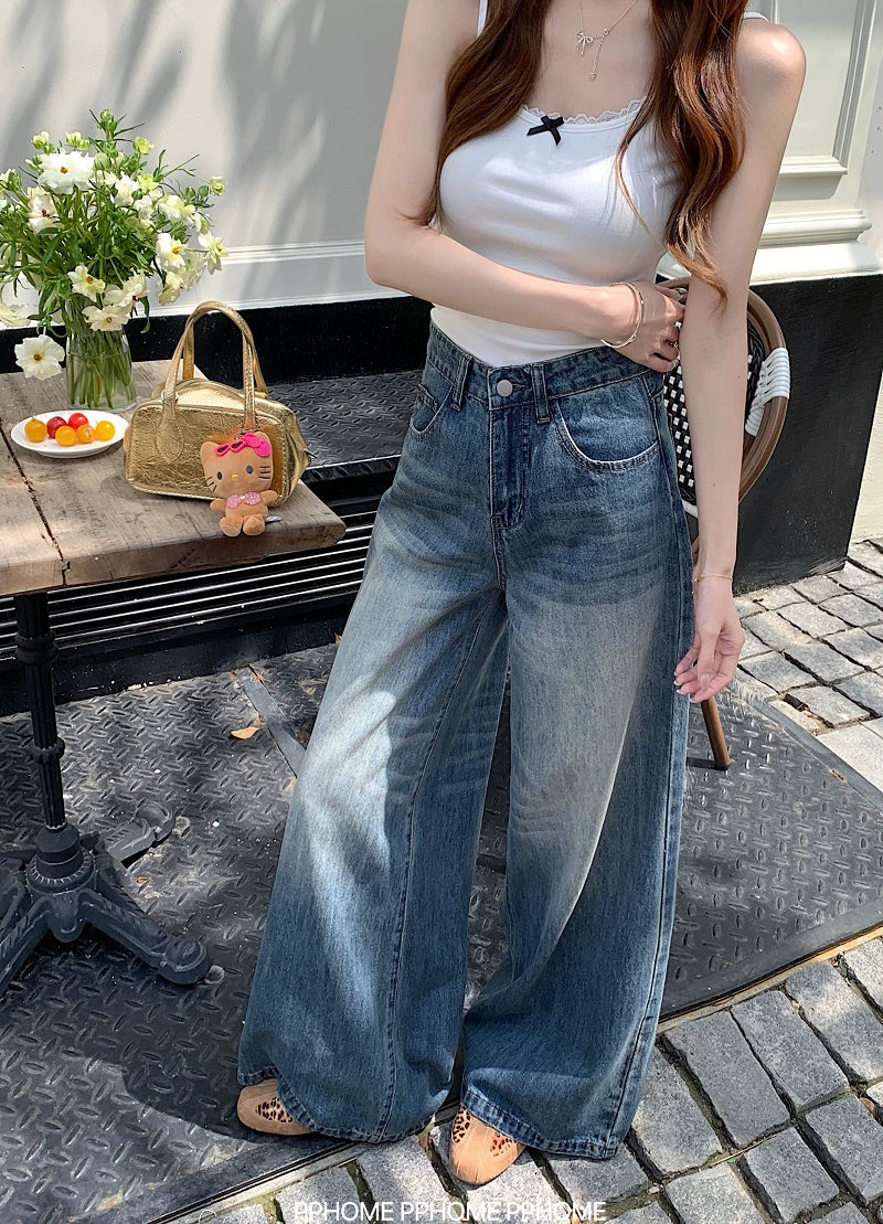 Chic Flared Waistline Blue Jeans