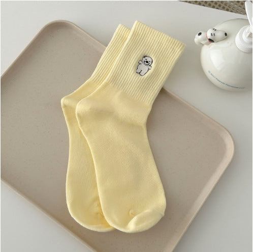 Striped Animal Embroidered Socks