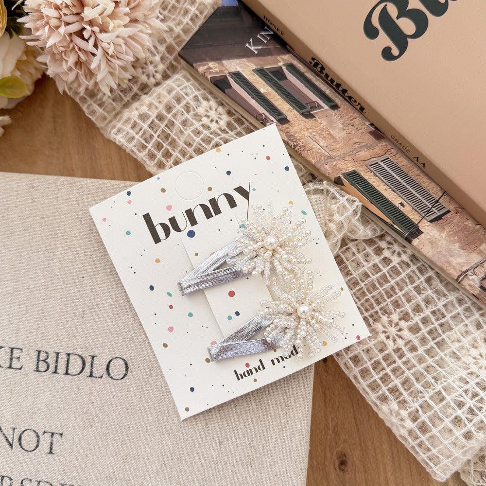 Elegant Silver Pearl Hair Clips