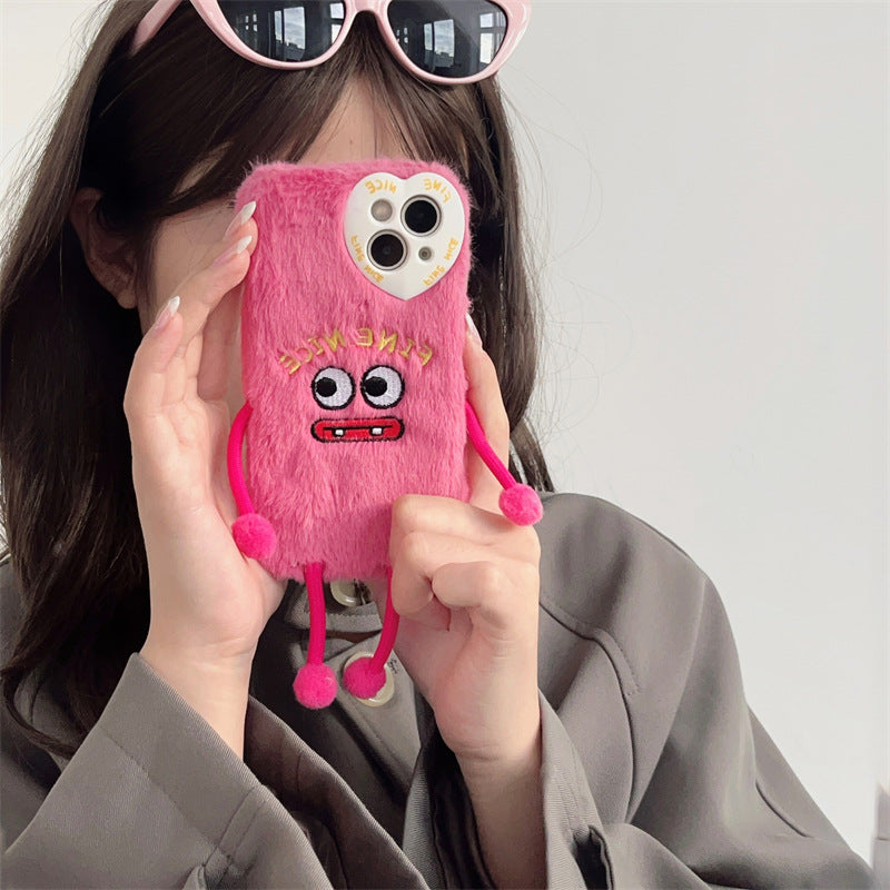 Stretchable Legs Pink Fluffy Case