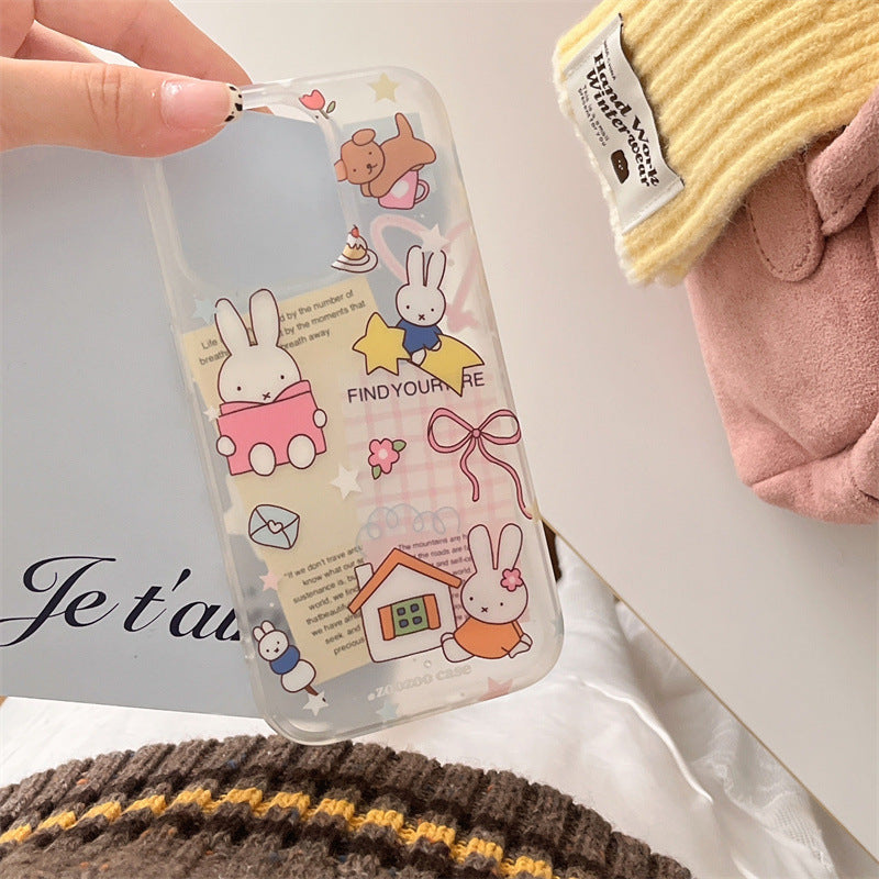 Cute Bunny Cartoon Clear Phone Case