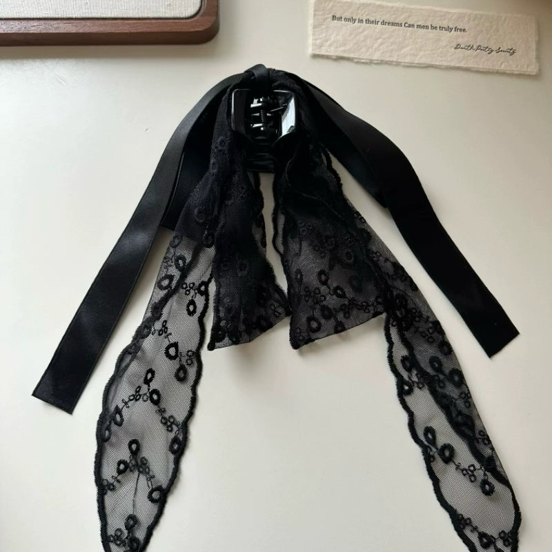 Elegant Satin Lace Bow Clip