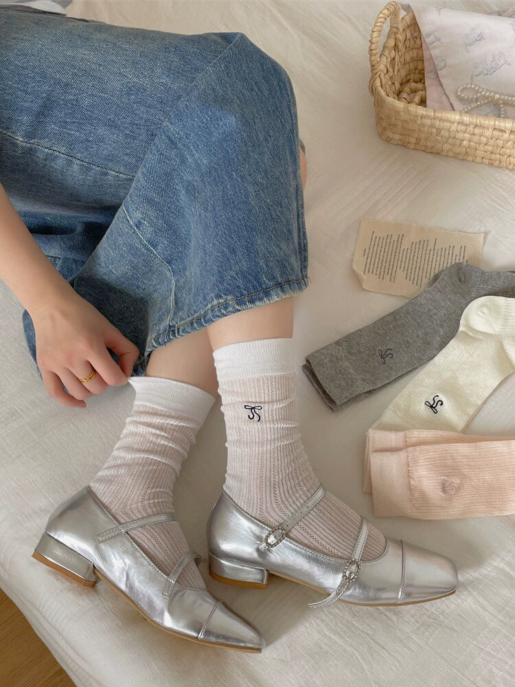 Mesh Bow Socks