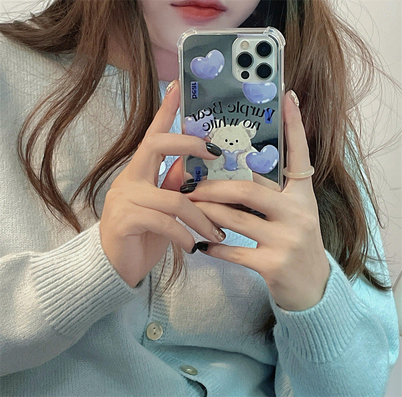 Purple Bear No White Mirror Case