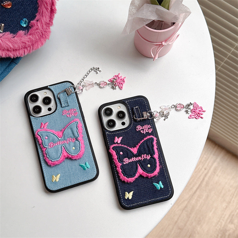 Butterfly Patch Denim Case