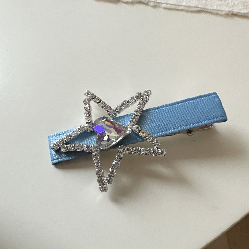 Pastel Blue Rhinestone Hair Clips