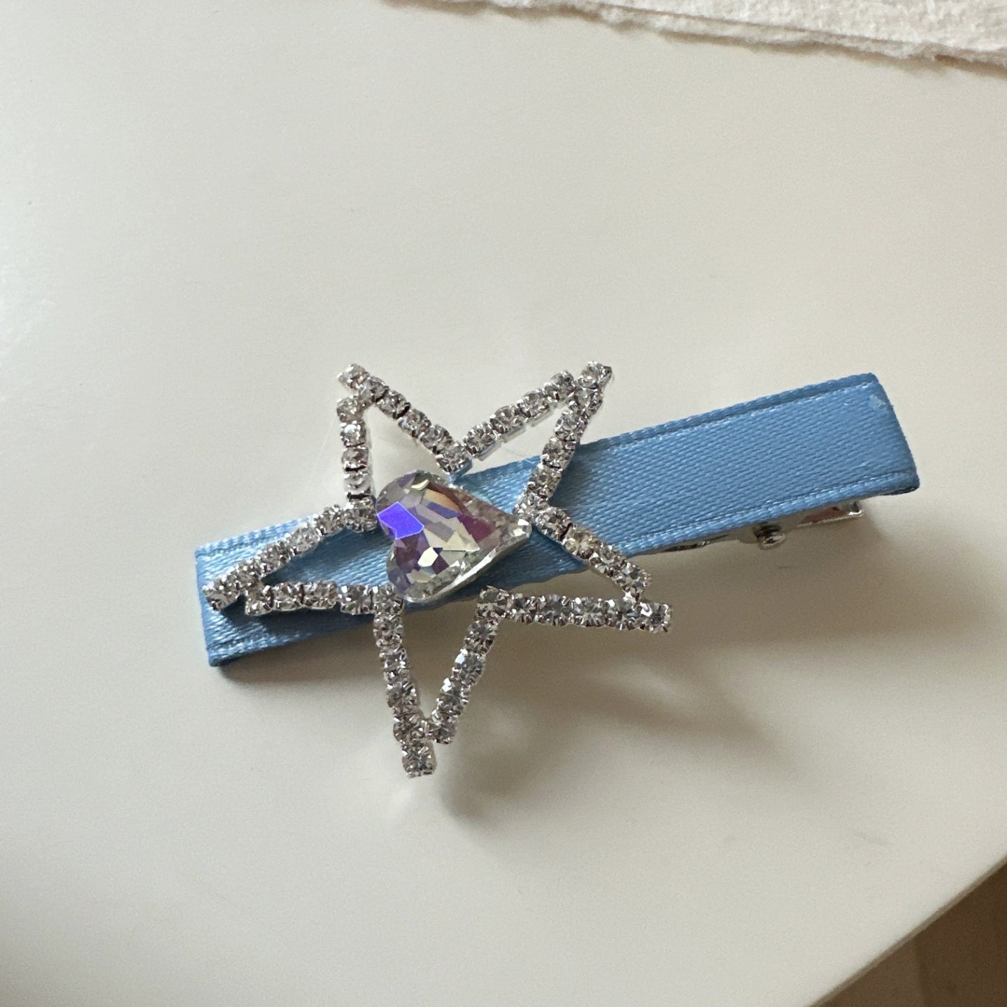 Pastel Blue Rhinestone Hair Clips