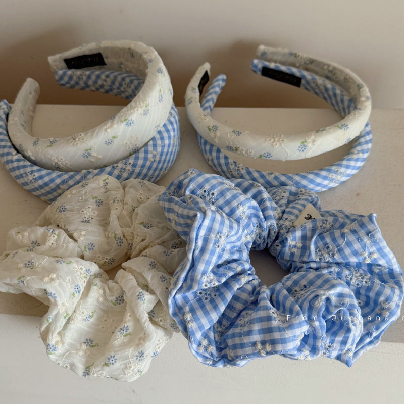 Floral Gingham Fabric Hair Accessories