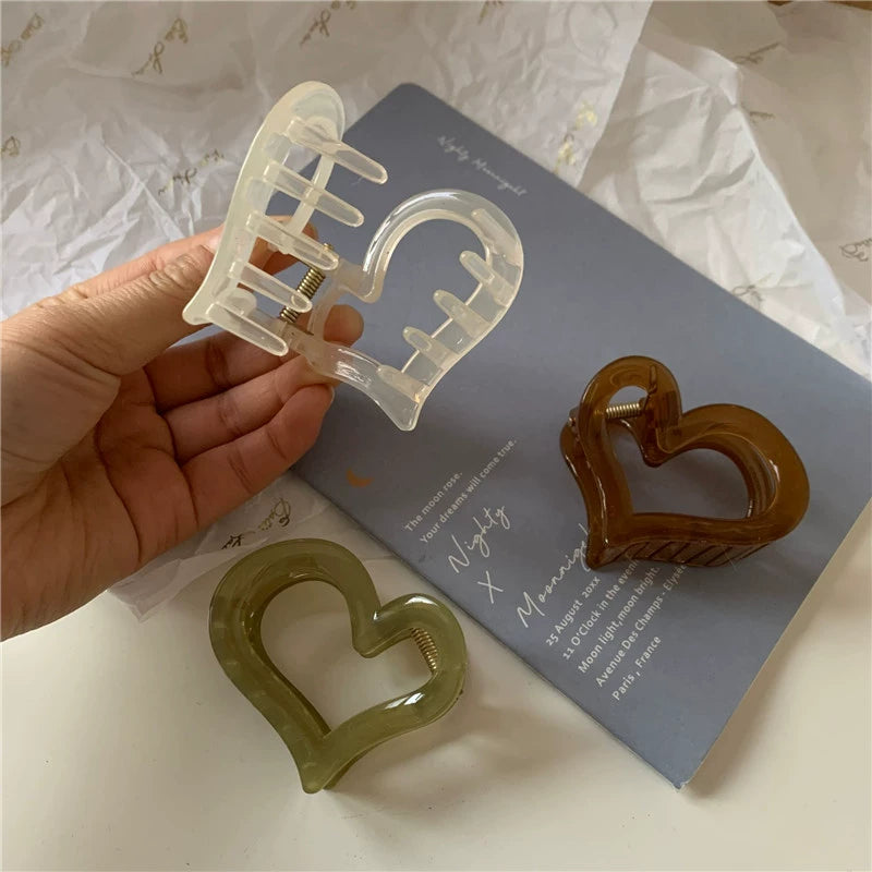 Translucent Heart Claw Clips