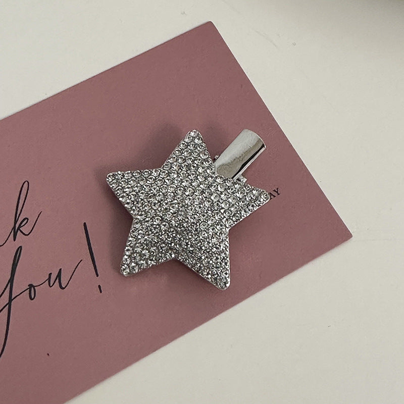 Silver Pink Crystal Hair Clips