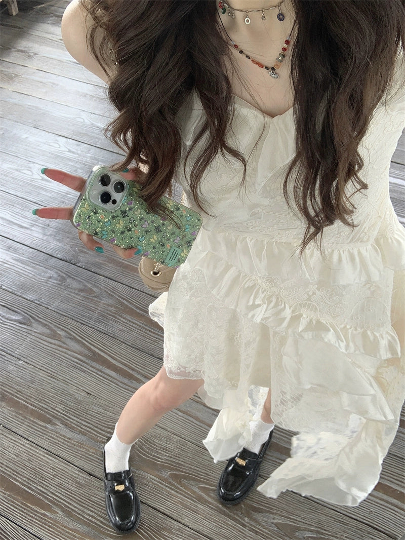 Boho White Lace Maxi Dress