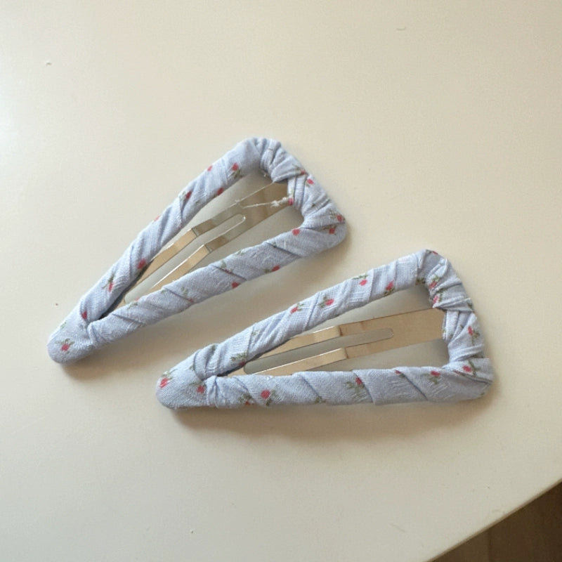 Ruched Floral Fabric Hair Clips