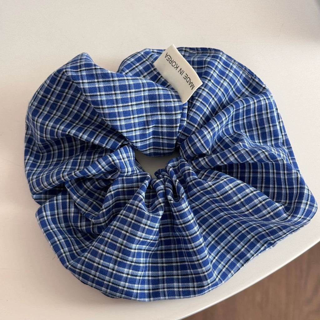Blue Plaid Scrunchie Set