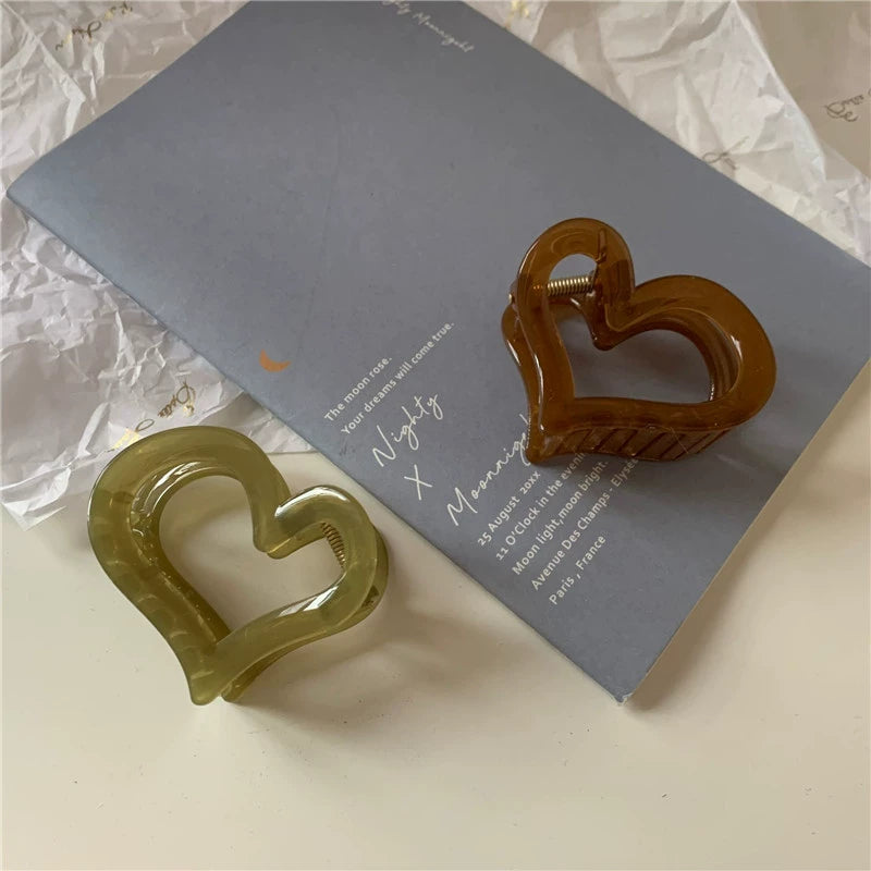 Translucent Heart Claw Clips