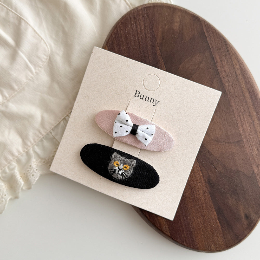 Bunny Pink Black Hair Clips