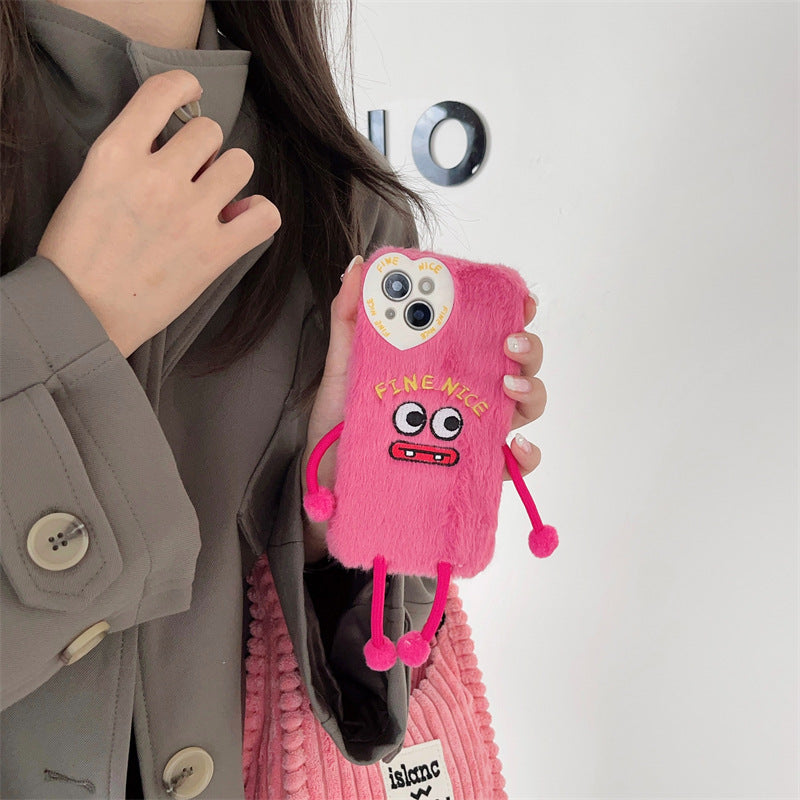 Stretchable Legs Pink Fluffy Case