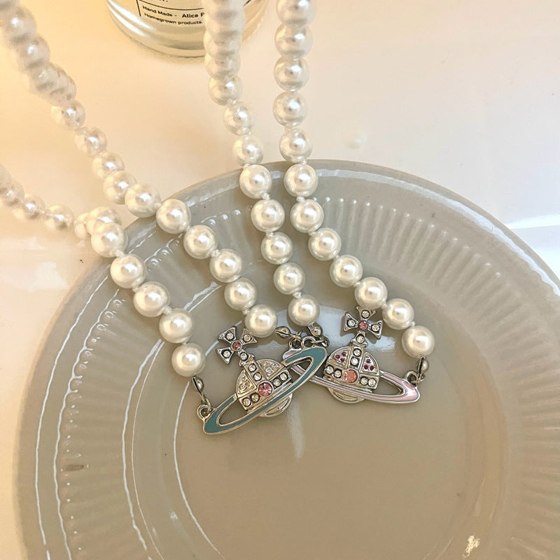 Huge Rhinestone Planet Necklace